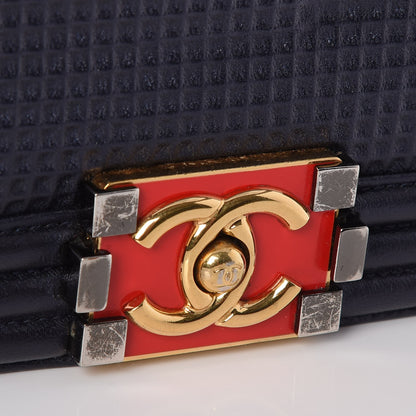 Chanel Lambskin Embossed Medium Boy Cube Flap Navy 8 of 8