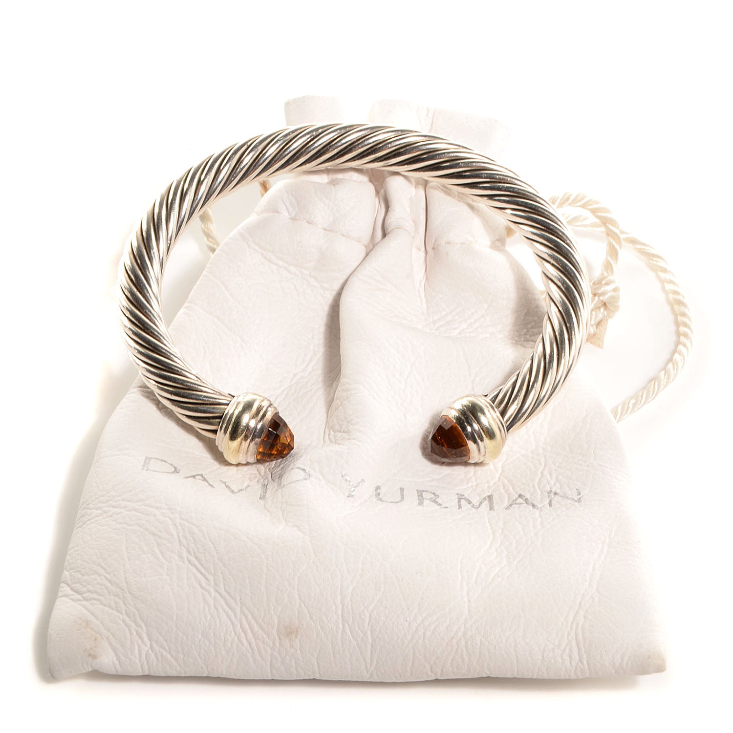 David Yurman Sterling Silver 14K Yellow Gold Citrine 7mm Cable Classics Bracelet 6 of 6