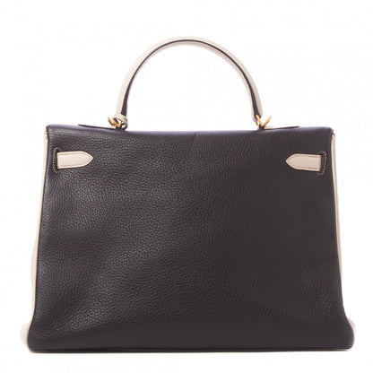 Hermes Taurillon Clemence Tri-Color Kelly Retourne 35 Tabac Camel Ebene Parchemin 4 of 35