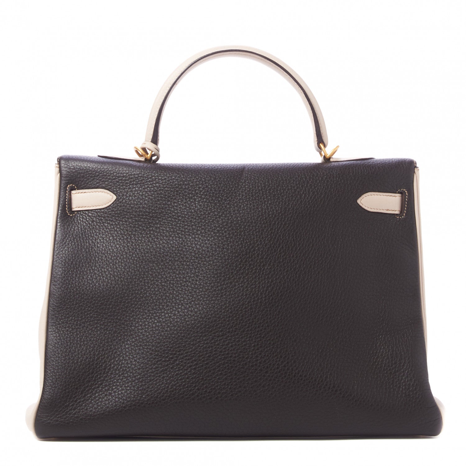 Hermes Taurillon Clemence Tri-Color Kelly Retourne 35 Tabac Camel Ebene Parchemin 4 of 35