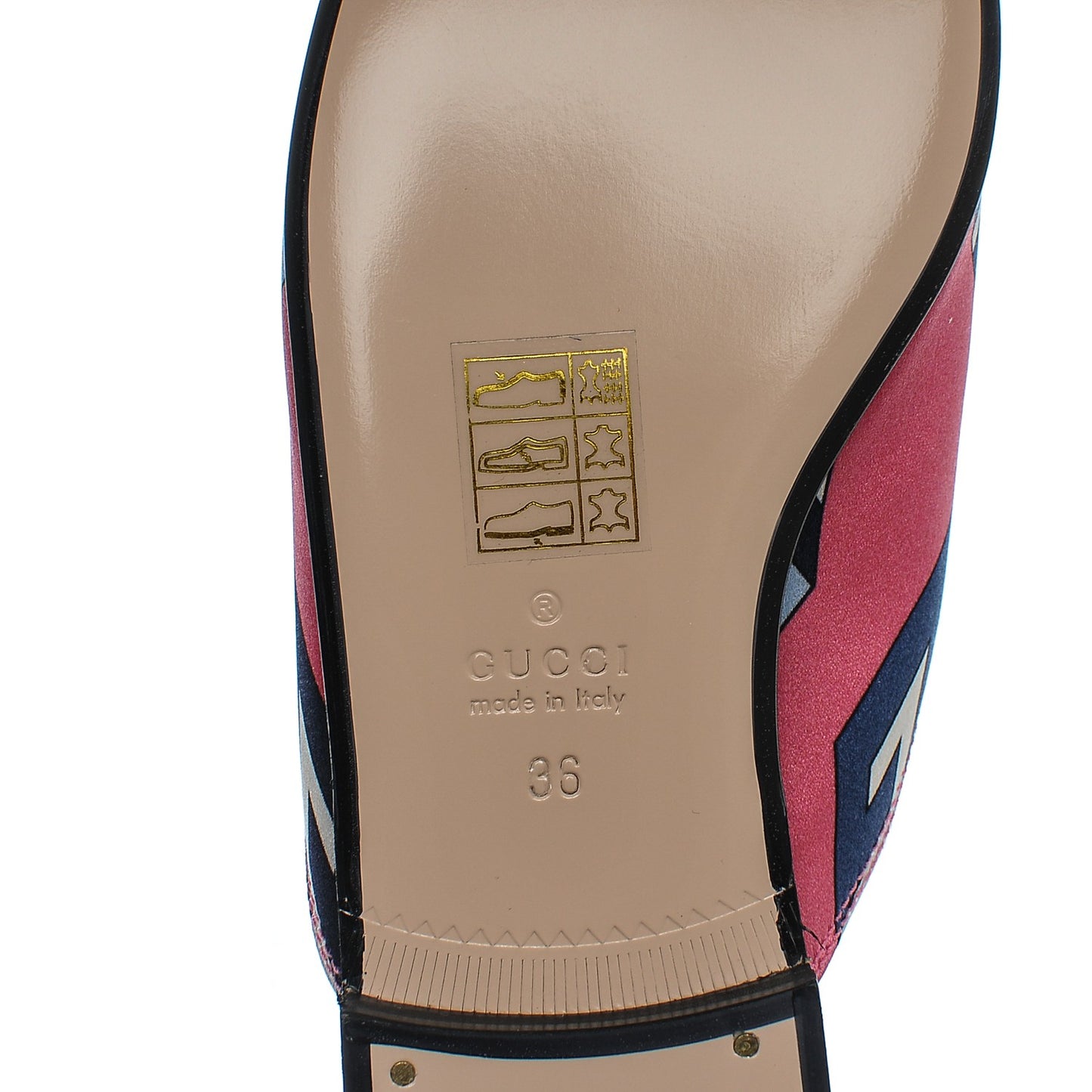 Satin GG Wallpaper Womens Princetown Slippers 36 Pink Flamboyant Blue Black