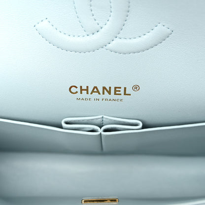 Chanel Caviar Quilted Medium Double Flap Light Blue 6 of 10
