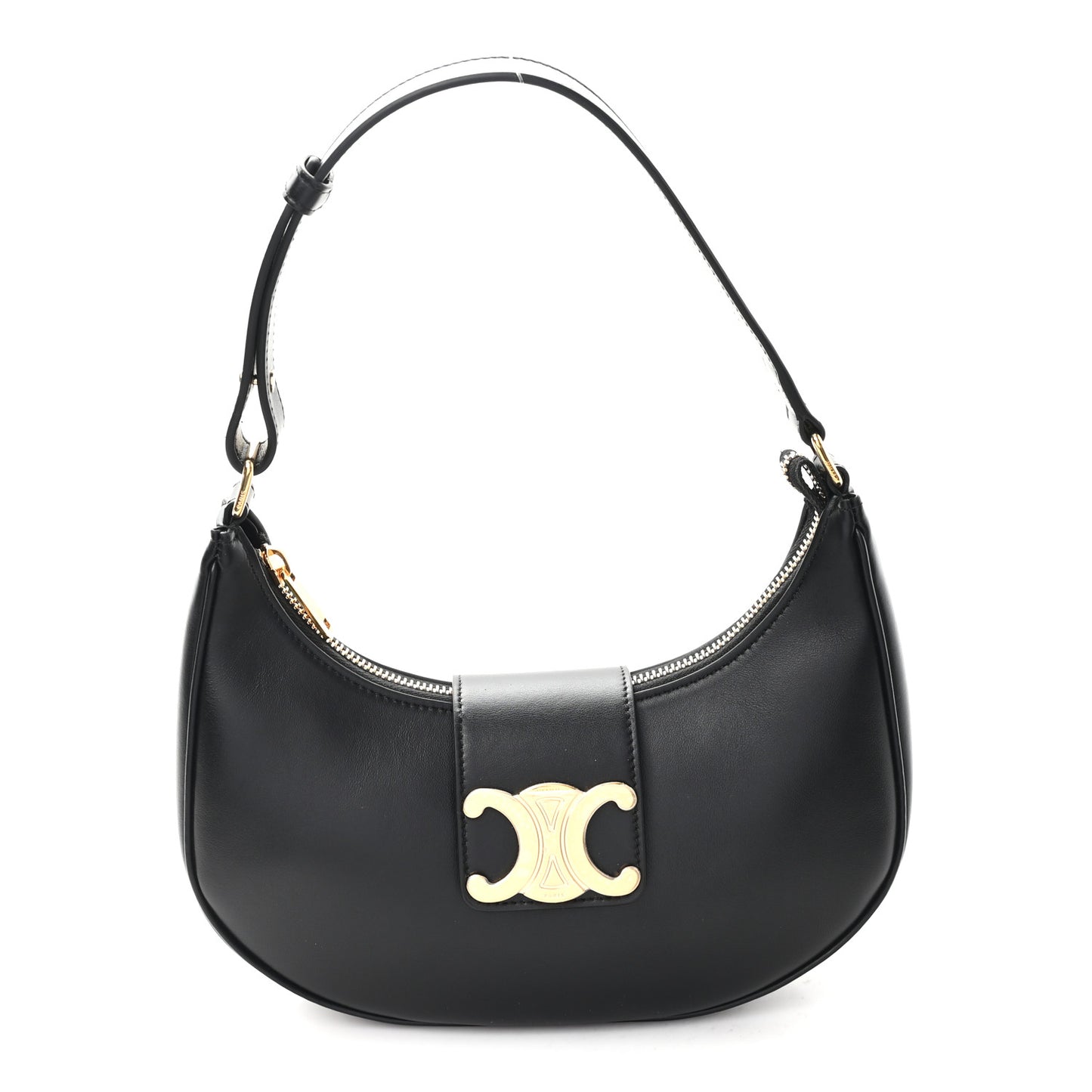 Smooth Calfskin Medium Strap Ava Triomphe Shoulder Bag Black
