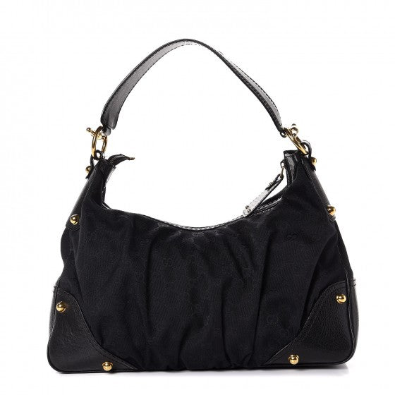 Gucci Monogram Medium Jockey Hobo Black 1 of 8