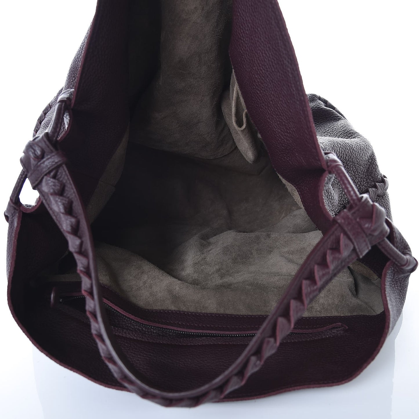 Washed Cervo Deerskin Large Hobo Burgundy