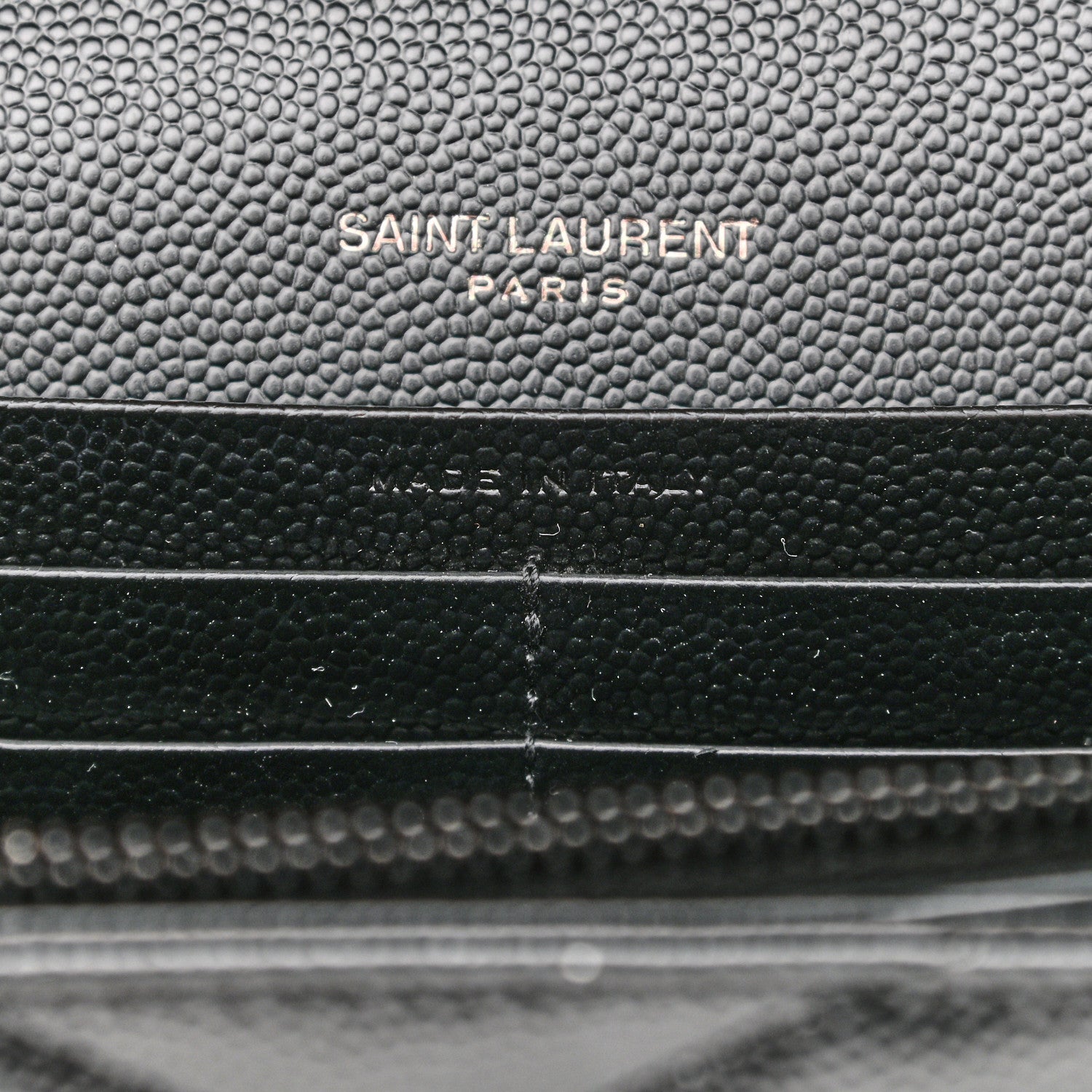 Saint Laurent Grain De Poudre Matelasse Chevron Monogram Chain Wallet Black 7 of 10