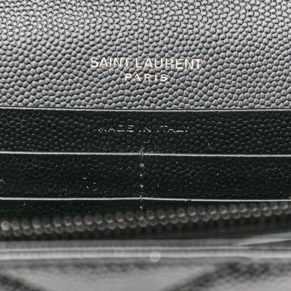 Saint Laurent Grain De Poudre Matelasse Chevron Monogram Chain Wallet Black 7 of 10
