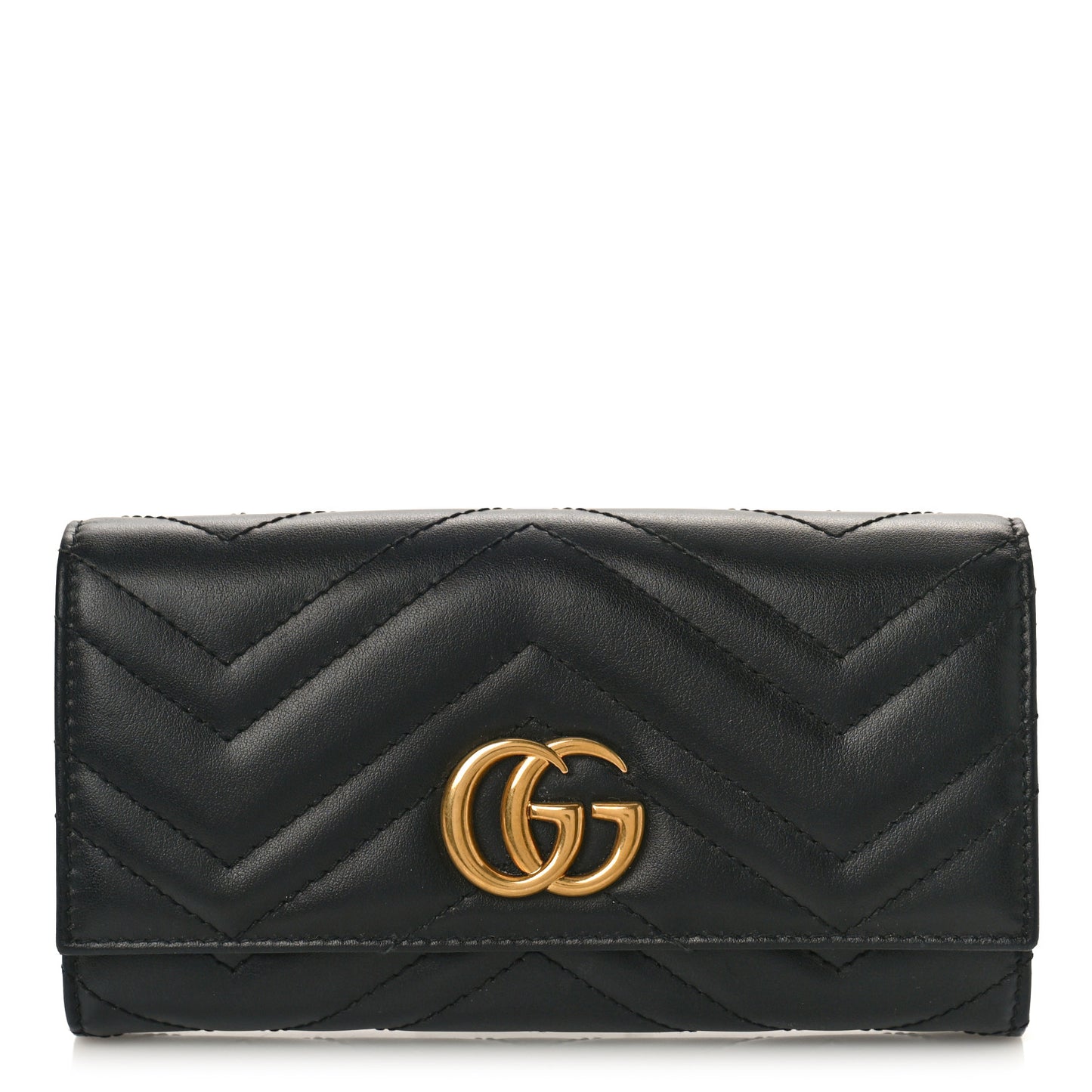 Calfskin Matelasse GG Marmont Continental Wallet Black