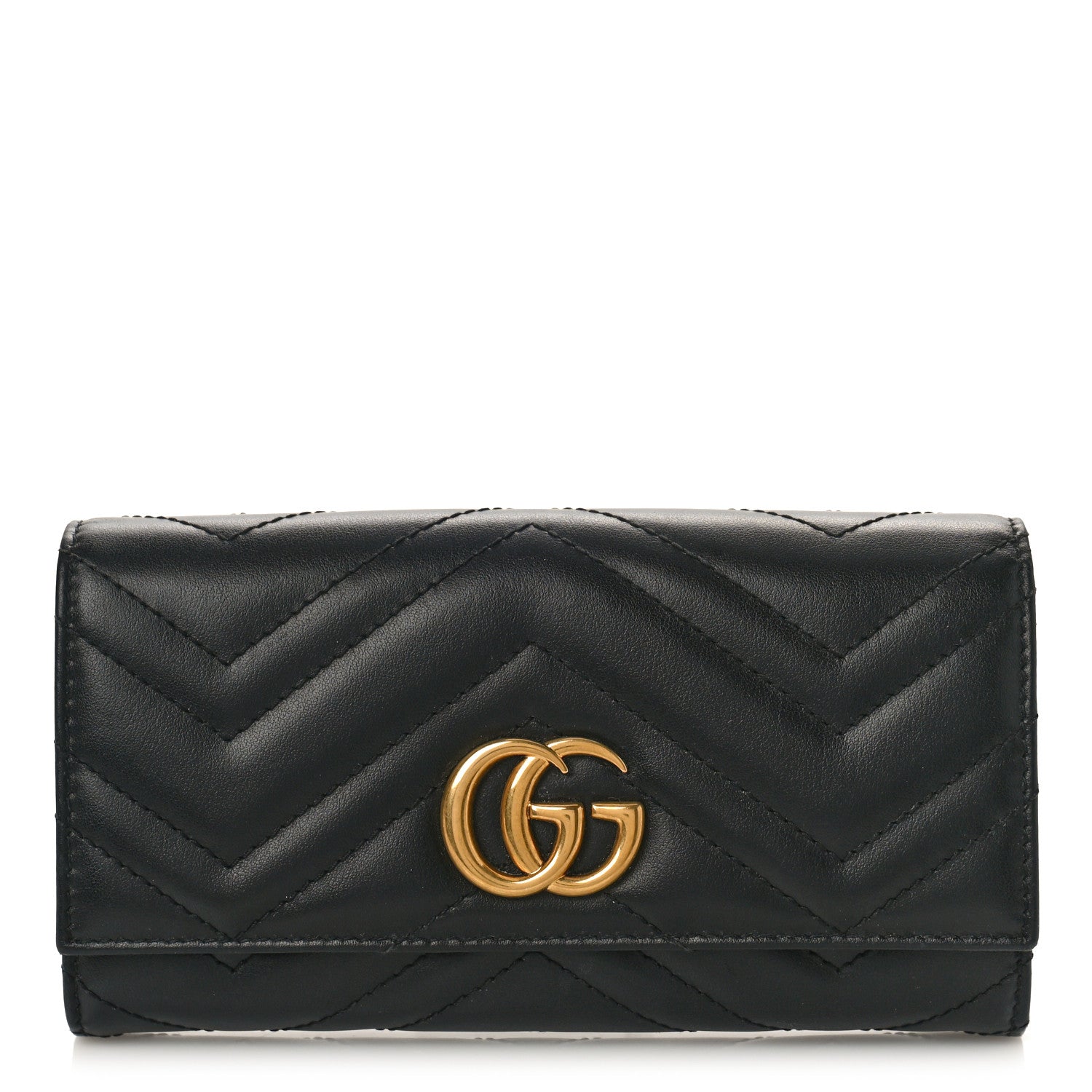 Gucci Calfskin Matelasse GG Marmont Continental Wallet Black 1 of 8