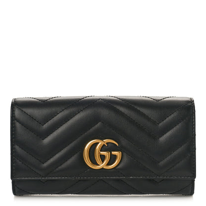Gucci Calfskin Matelasse GG Marmont Continental Wallet Black 1 of 8