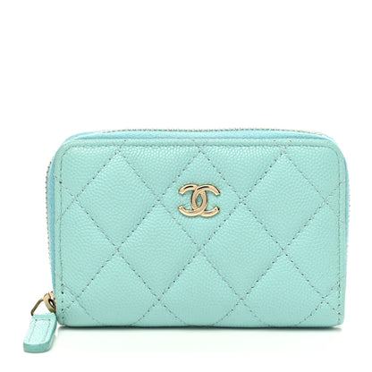 Chanel Caviar Quilted Zip Coin Purse Light Blue 1 of 9