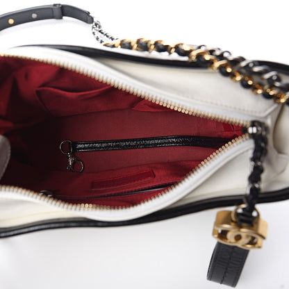 Chanel Aged Calfskin Quilted Small Gabrielle Hobo Black White 5 of 10