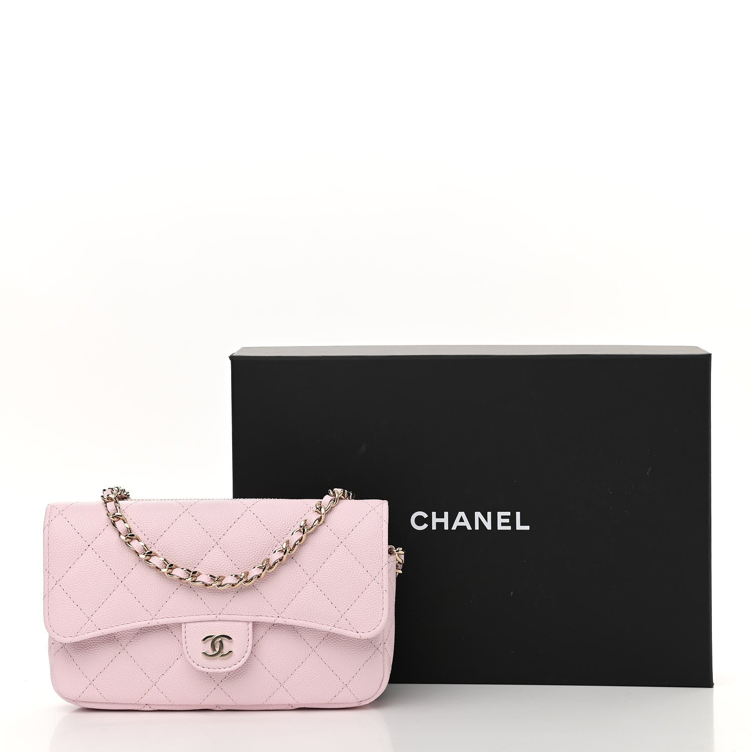 Chanel Caviar Quilted Flap Phone Holder With Chain Light Pink 13 of 13