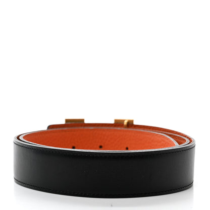 Hermes Box Togo 32mm H Belt 85 Black Orange 2 of 8