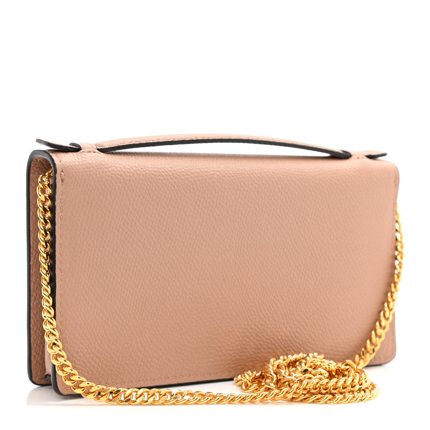 Valentino Garavani Grainy Calfskin VLogo Top Handle Wallet With Chain Rose Cannelle 3 of 8
