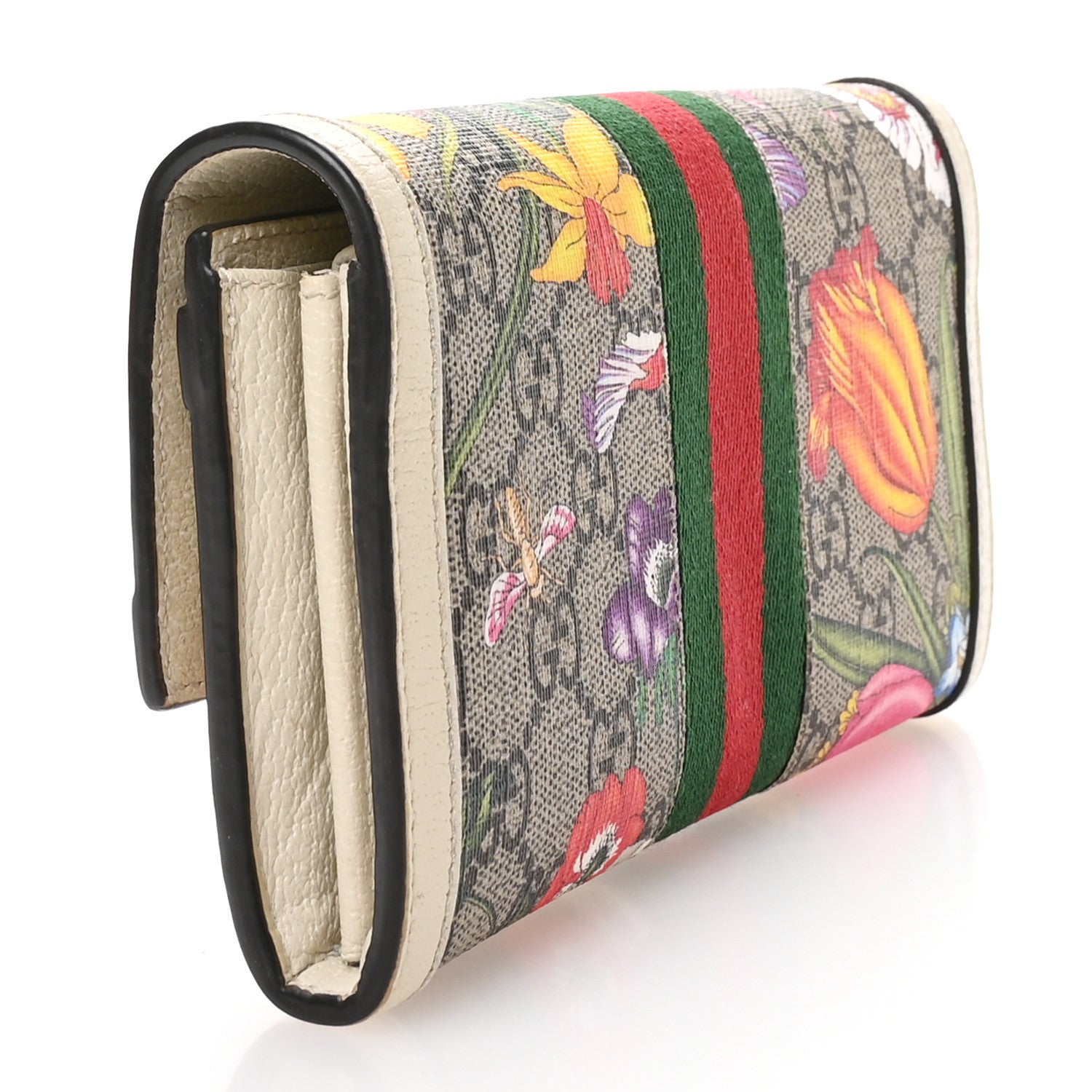 Gucci GG Supreme Monogram Flora Web Ophidia Continental Wallet White 3 of 9