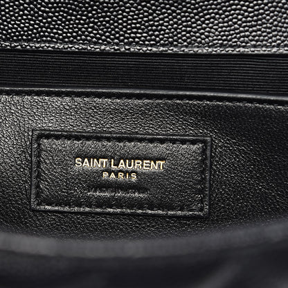 Saint Laurent Grain De Poudre Textured Mixed Matelasse Triquilt Medium Monogram Satchel Black 7 of 10