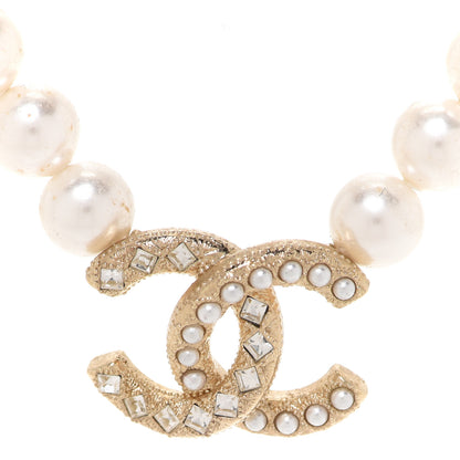 Chanel Pearl Crystal Chain CC Necklace Gold 4 of 6