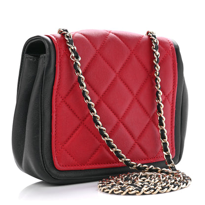 Chanel Lambskin Quilted Mini Graphic Flap Bag Red Black 3 of 9