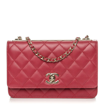 Chanel Lambskin Quilted Trendy CC Wallet On Chain WOC Dark Pink 1 of 9