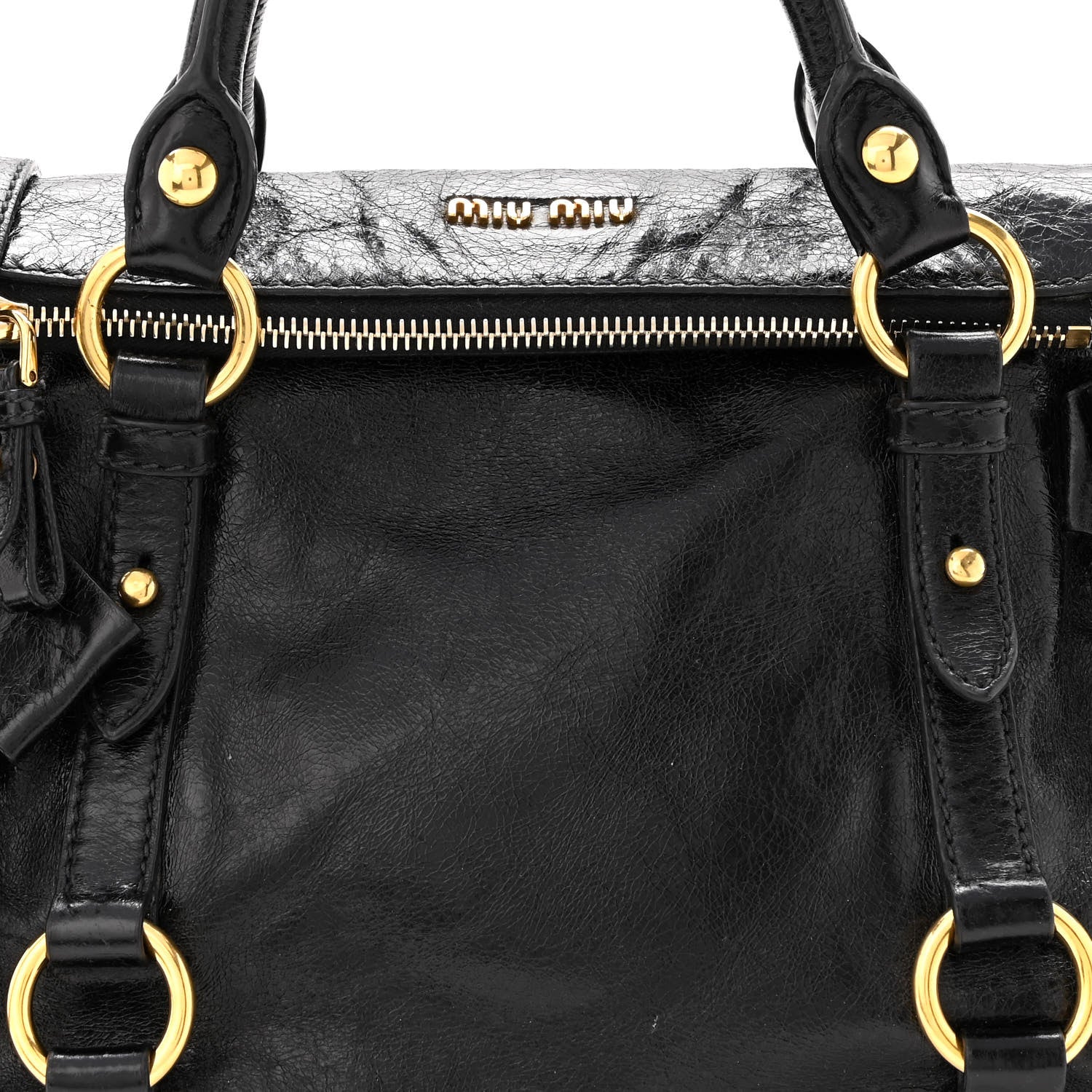 Miu Miu Vitello Lux Bow Tote Black 7 of 10