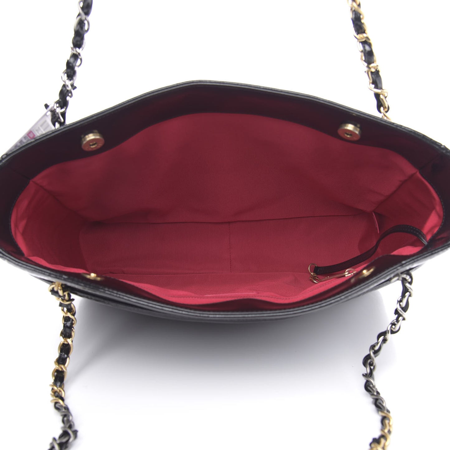 Shiny Aged Calfskin Quilted Large Shopping Bag Black
