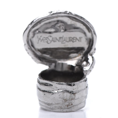 Saint Laurent Glass Cabochon Gunmetal Arty Ovale Ring 6 Black 4 of 6