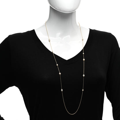 David Yurman 18K Yellow Gold Diamond Pearl Solari Long Station Necklace 2 of 4