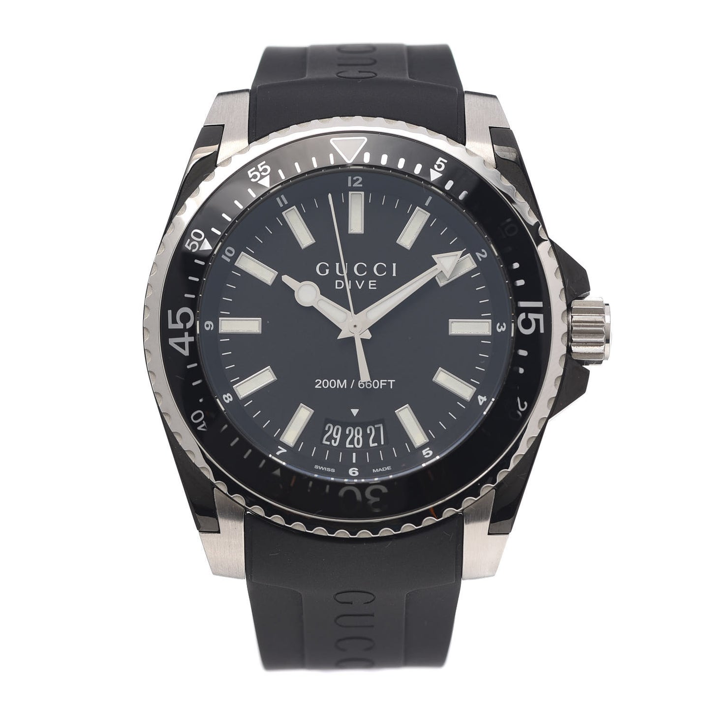 Stainless Steel Rubber 45mm Dive Quartz Watch Black