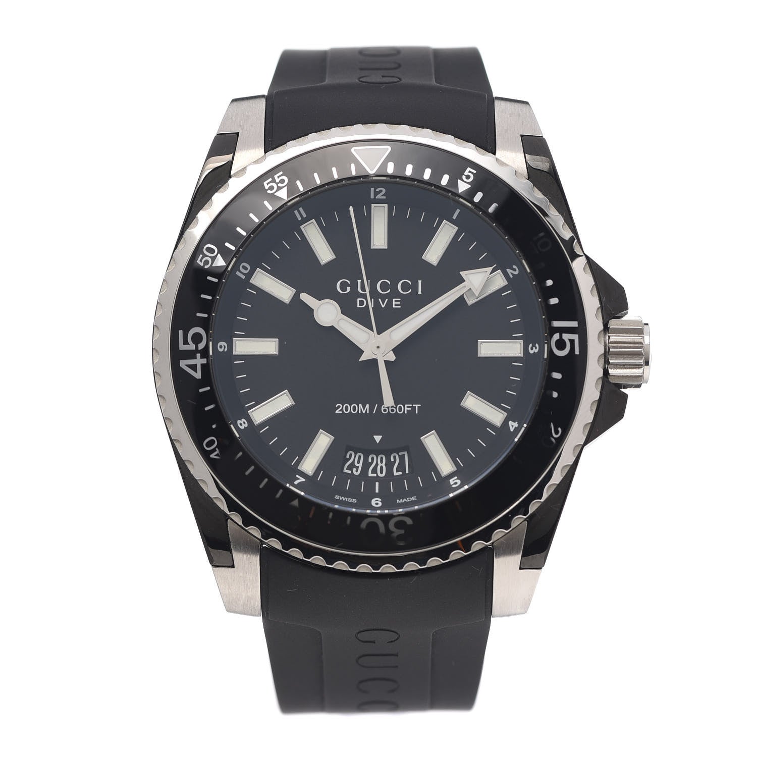 Gucci Stainless Steel Rubber 45mm Dive Quartz Watch Black 1 of 6