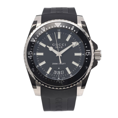 Gucci Stainless Steel Rubber 45mm Dive Quartz Watch Black 1 of 6