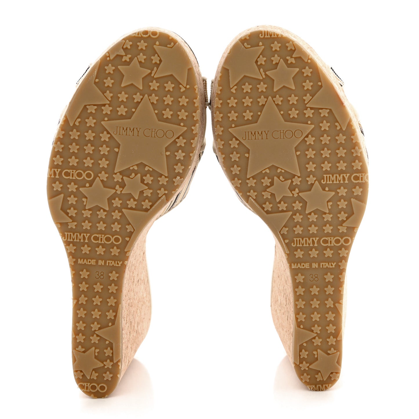 Metallic Striped Mesh Cork Perfume Wedges 38 Off White
