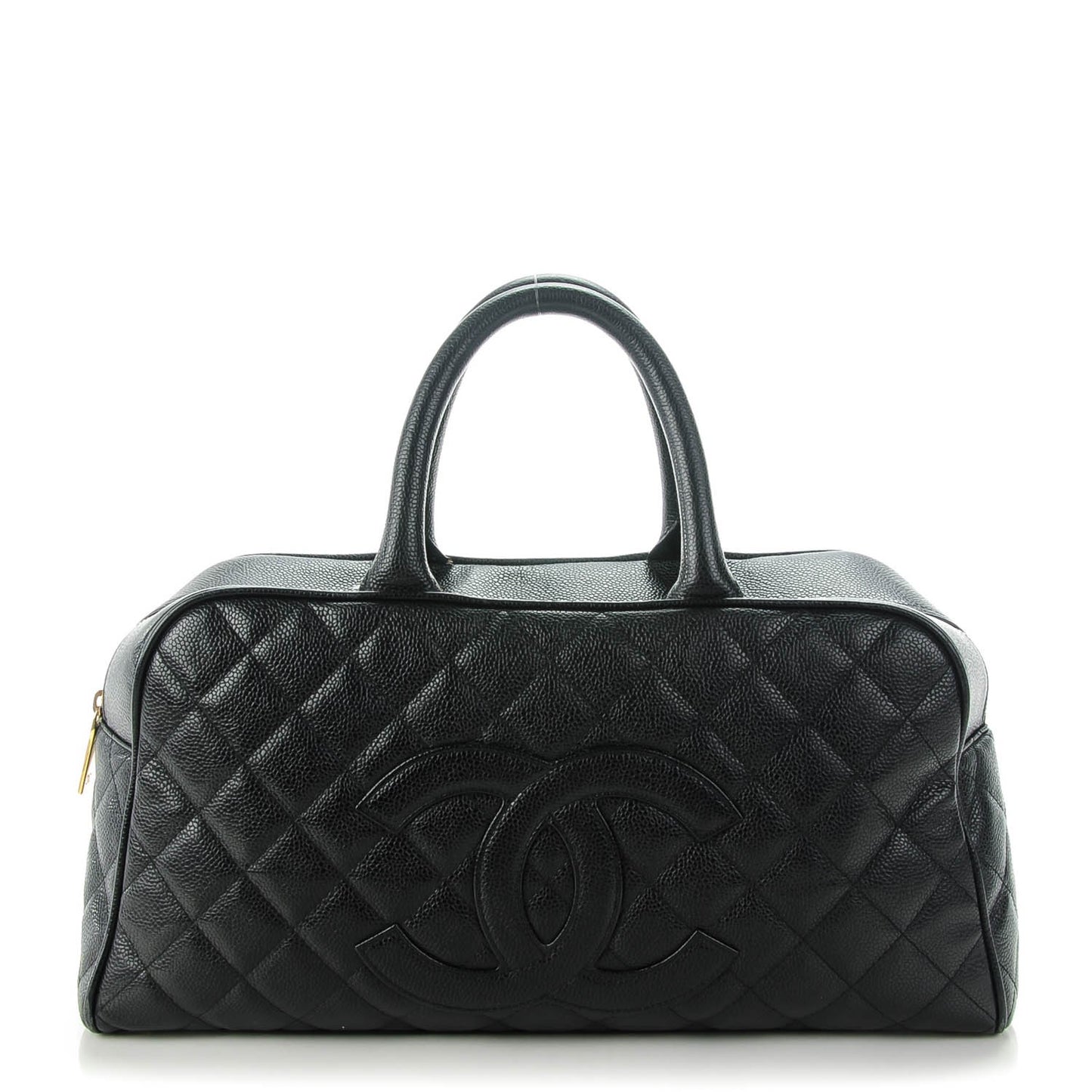Caviar Quilted Large Bowler Black