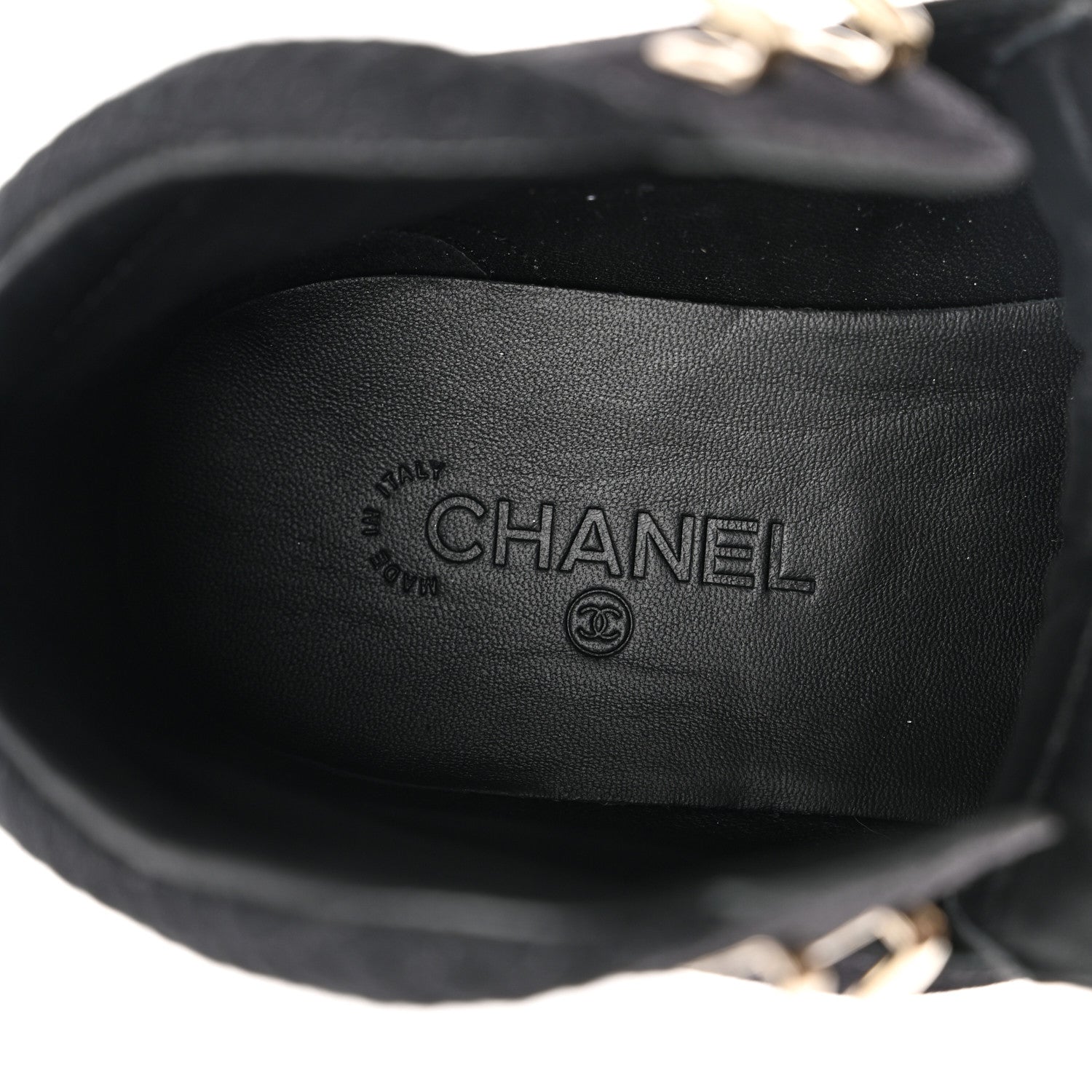 Chanel Suede Grained Calfskin CC Lace Up Boots 37 Black 7 of 8
