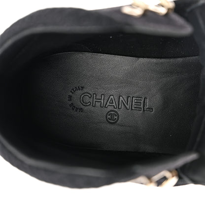 Chanel Suede Grained Calfskin CC Lace Up Boots 37 Black 7 of 8