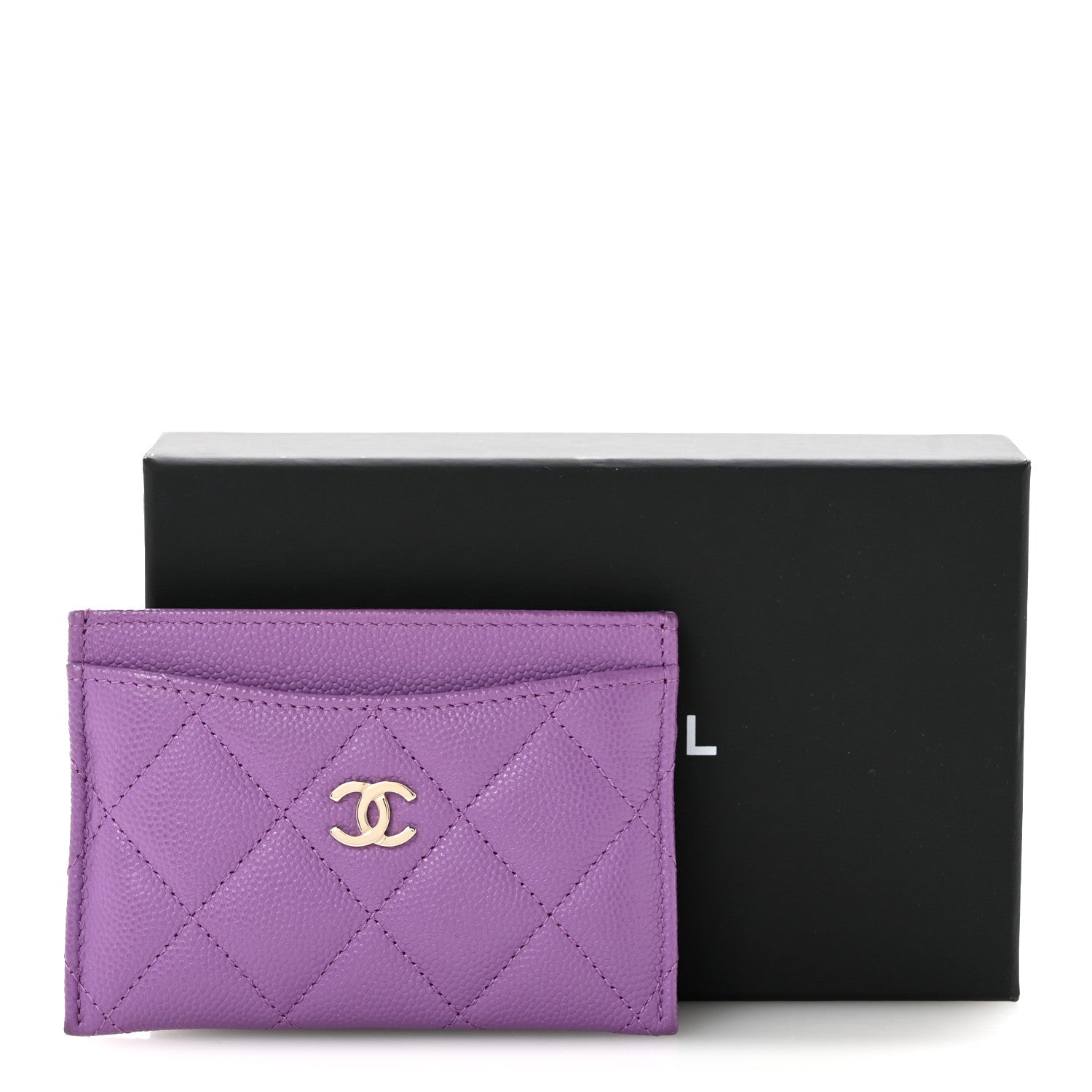Chanel Caviar Quilted Card Holder Purple 10 of 10