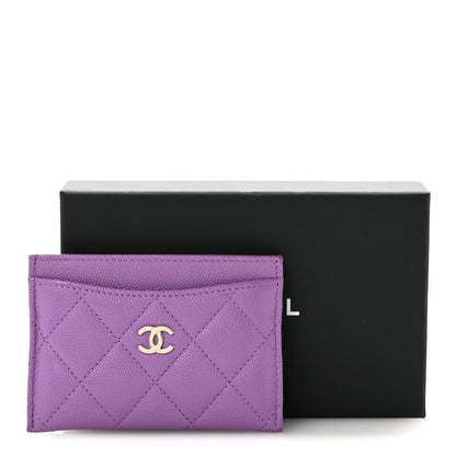 Chanel Caviar Quilted Card Holder Purple 10 of 10