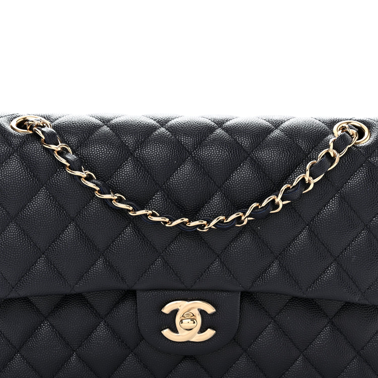 Chanel Caviar Quilted Medium Double Flap Dark Blue 8 of 10