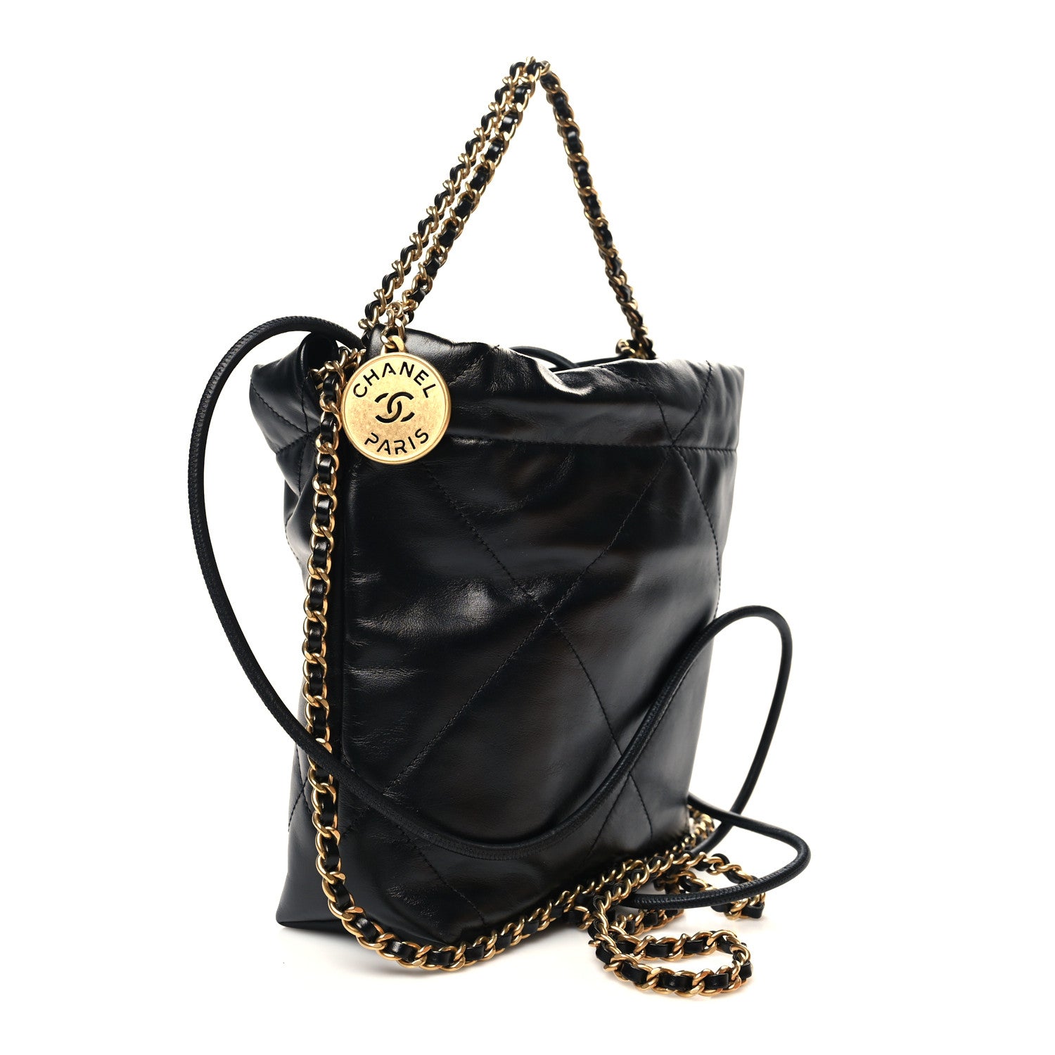 Chanel Shiny Calfskin Quilted Mini Chanel 22 Black 3 of 11