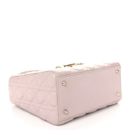 Christian Dior Pearly Lambskin Cannage Medium Lady Dior Lotus 4 of 10