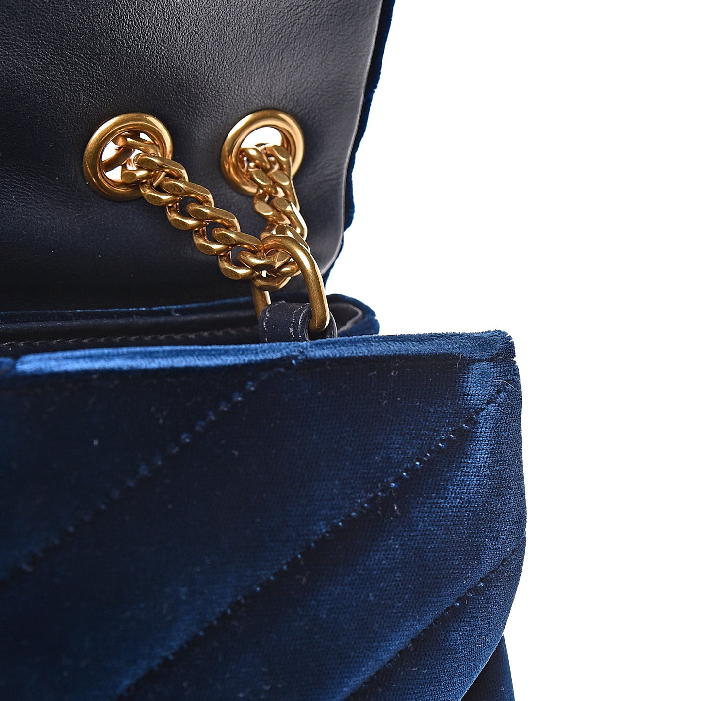 Velvet Y Quilted Monogram Small Loulou Chain Satchel Medium Blue