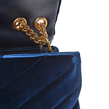 Saint Laurent Velvet Y Quilted Monogram Small Loulou Chain Satchel Medium Blue 12 of 21