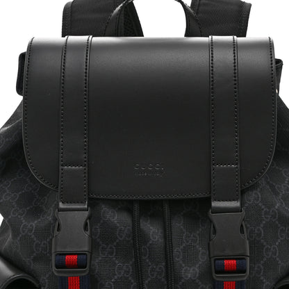 Gucci Soft GG Supreme Monogram Calfskin Web Double Buckle Backpack Black 8 of 10