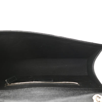 Saint Laurent Grain De Poudre Matelasse Chevron Large Monogram Satchel Black 5 of 10