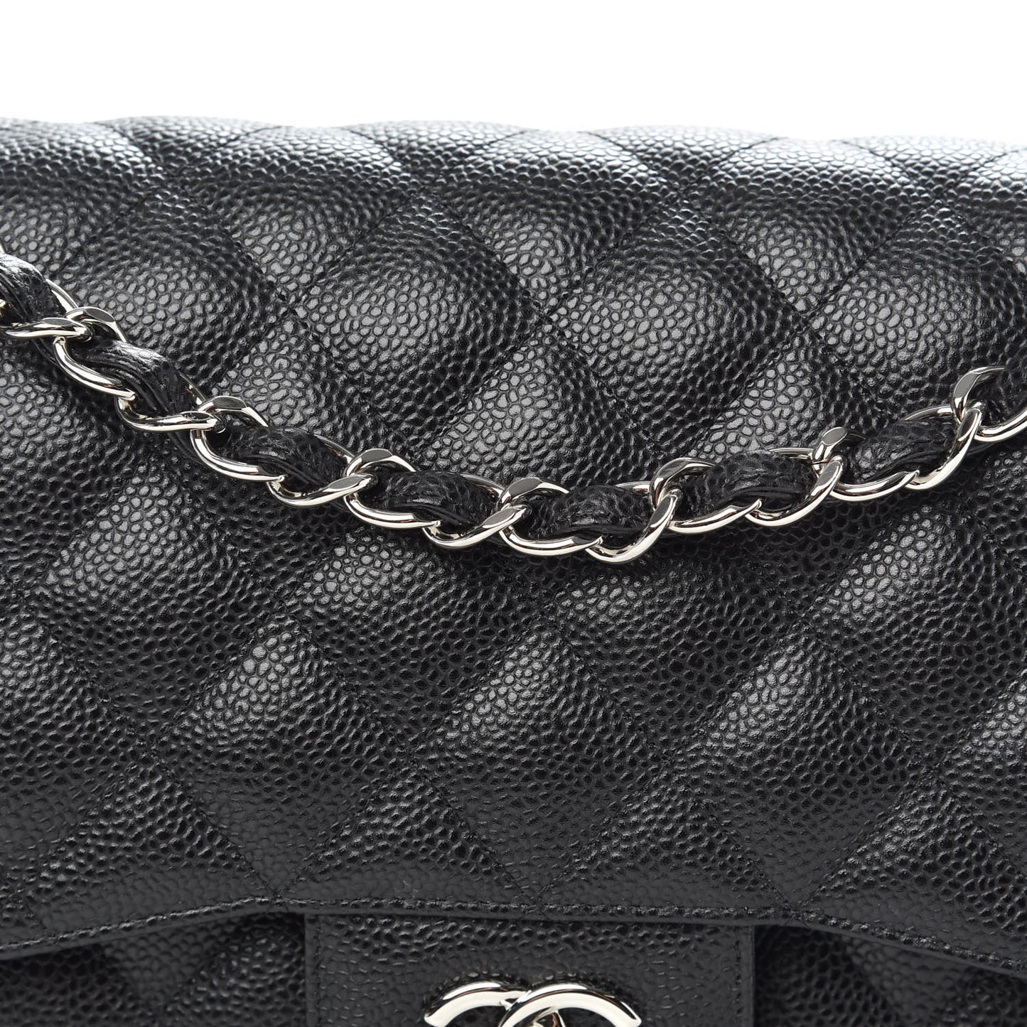 Caviar Quilted Jumbo Double Flap Black