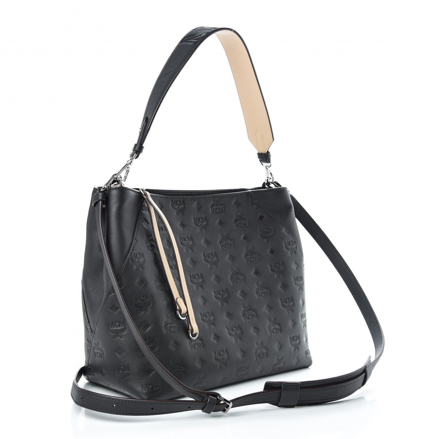 MCM Calfskin Ottomar Monogram Medium Klara Hobo Black 4 of 11
