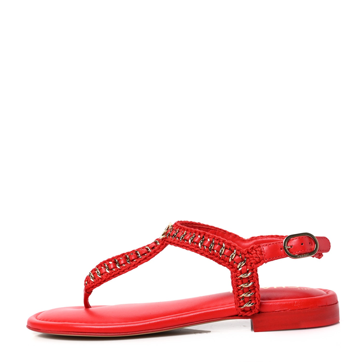 Chanel Lambskin Embroidered CC Thong Sandals 36.5 Red 1 of 8