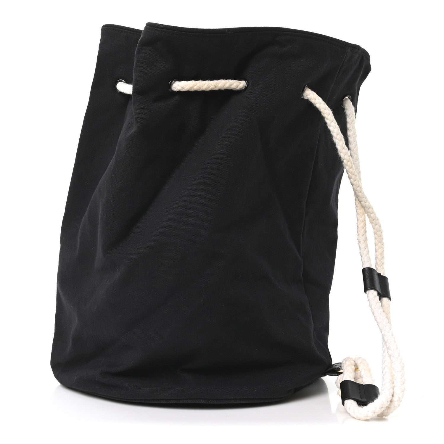 Chanel Canvas Drawstring Backpack Black White 3 of 9