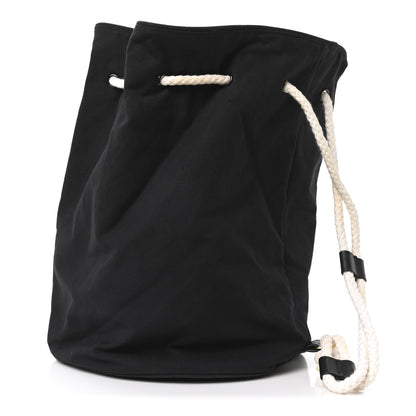 Chanel Canvas Drawstring Backpack Black White 3 of 9