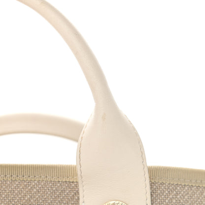 Chanel Mixed Fibers Calfskin Small Deauville Tote Beige White 15 of 17